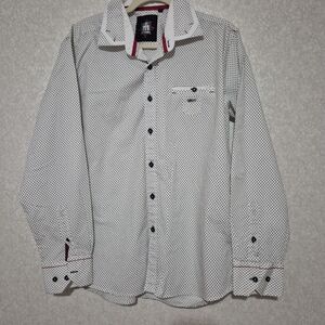 Men's White and Black Polka Dot Shirt